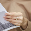 Marquise Chain-Link Pave Wide Band Ring In Polished Gold Tone view 3