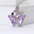 Double Butterfly Crystal Brooch in Purple and Green view 4