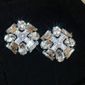 Geometric Clear Crystal Cluster Stud Earrings with Polished Metal Tone Details view 7