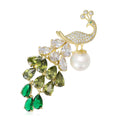 Colorful Crystal Peacock Brooch with Pearl Drop Lapel Pin view 5