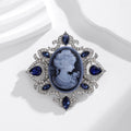 Blue Silver Tone Woman Portrait Metal Brooch Pin for Jackets and Lapels view 4