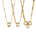 Two-Tone Brushed Barrel Pendant Seed Bead Layer Necklace view 5