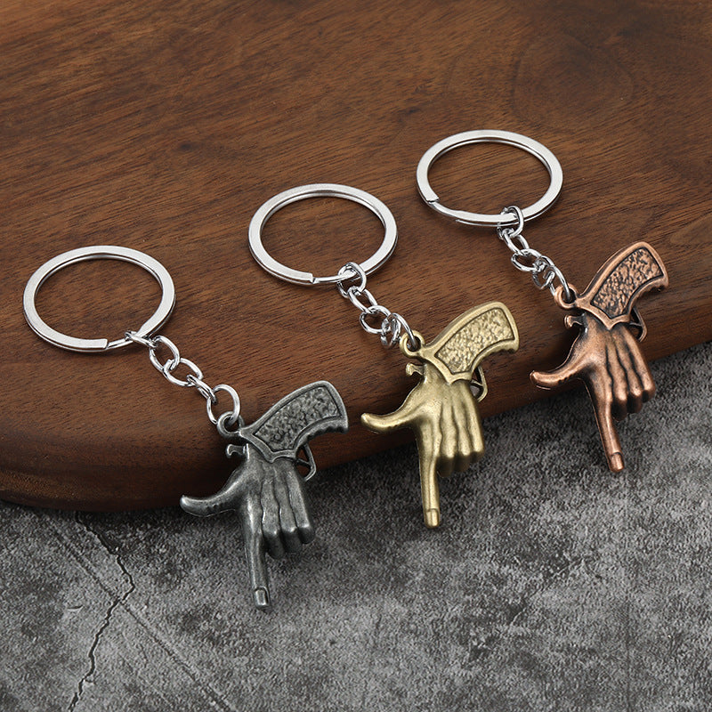 Finger Gun Zinc Alloy Keychain Fashion Hip Hop Accessory