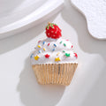 Red Gold Tone Strawberry Metal Brooch Pin for Jackets and Lapels view 4