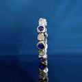 Silver Tone Bezel Stone Eternity Ring in Blue and Pink view 3