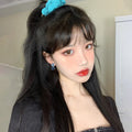 Asymmetrical Blue Heart Earrings in Stud and Clip On Styles view 3