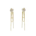 White Rose Gold Multichain Extra Long Stud Earrings view 5