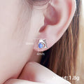 Silver Dolphin Blue Round Stone Stud Earrings Pair view 5