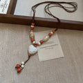 Ceramic Heart Pendant Cord Necklace Multicolor Glaze Beads view 9