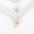 Enamel Daisy Flower Stem Brooch for Jackets Scarves and Coats view 6