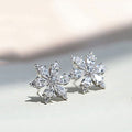 Silver and Gold Tone Snowflake Flower Clear Stud Earrings view 2