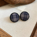 Round Plaid Fabric Stud Earrings In Four Colors Jewelry Design view 7