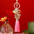 Jeweled Fortune Sheep Keychains in Five Colors with Matching Tassels view 2
