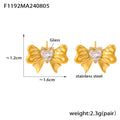 Stainless Steel Bow Stud Earrings Heart Glass Rhinestone Styles view 8