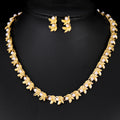Black Gold Tone Leaf Pearl Look Metal Necklace and Earring Set view 6
