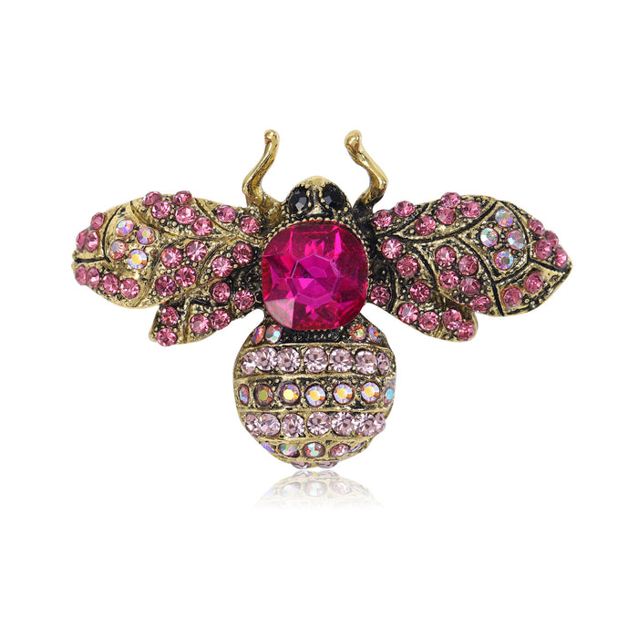 Jeweled Bee Brooch for Jackets Scarves and Coats and Lapels