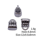 Antique Silver Handbag Large Hole Bead Jewelry Making Component view 3