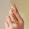 Open Geometric Bar Ring Gold Steel Two-Tone Stainless view 2