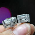 White Gold Square Four-Prong Princess Cut Clear Stud Earrings view 3