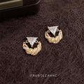 Gold-Tone Triangle Crystal Twisted Band Pavé Stud Earrings view 1