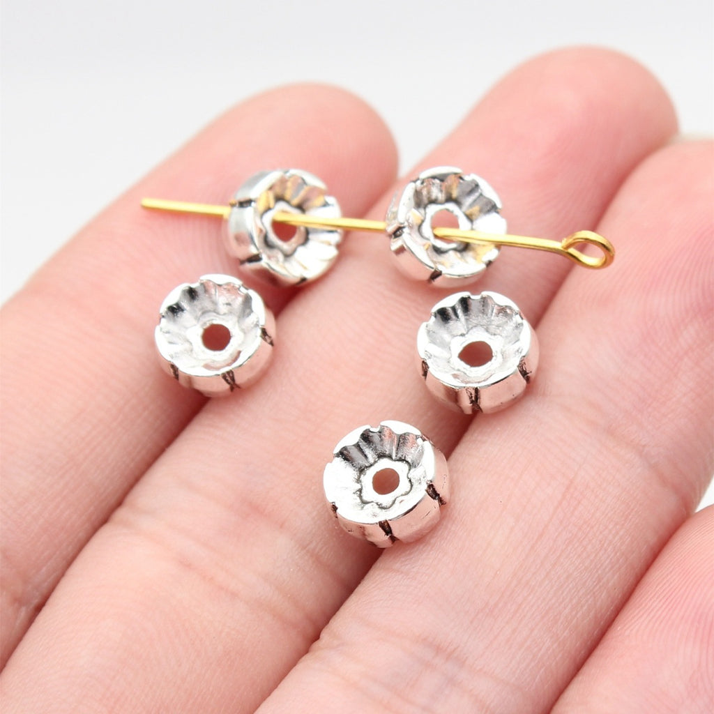 Multicolor Zinc Alloy Concave Flower Double Sided Bead Cap Spacer Beads for DIY Jewelry Making