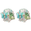 Colorful Crystal Floral Cluster Stud Earrings in Two Colorways view 5
