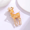 Pink Gold Tone Spotted Deer Enamel Metal Brooch Pin view 3