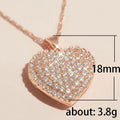 Rose Gold Full Pave Heart Clear CZ Pendant Necklace view 3