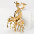 Enamel Twin Giraffe Brooch Gold Tone Hugging Pair Pin view 3