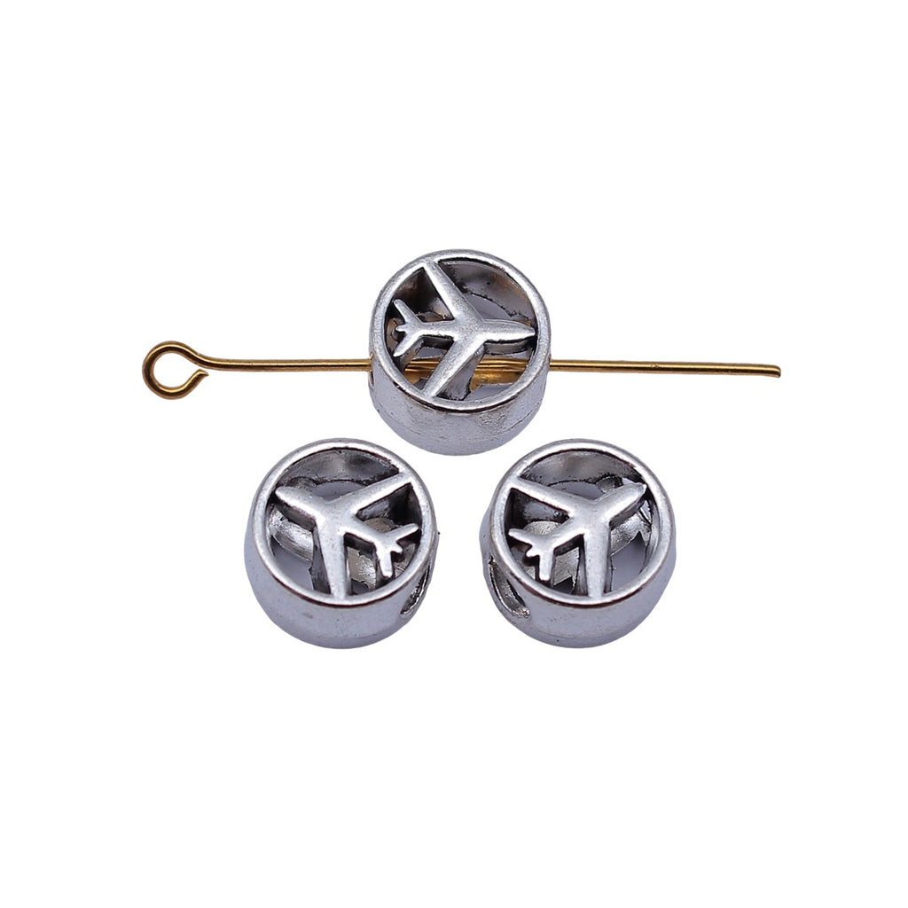 10x10x6.3mm 1.7g Antique Silver Zinc Alloy Airplane Large Hole Spacer Beads for Bracelet Jewelry Making