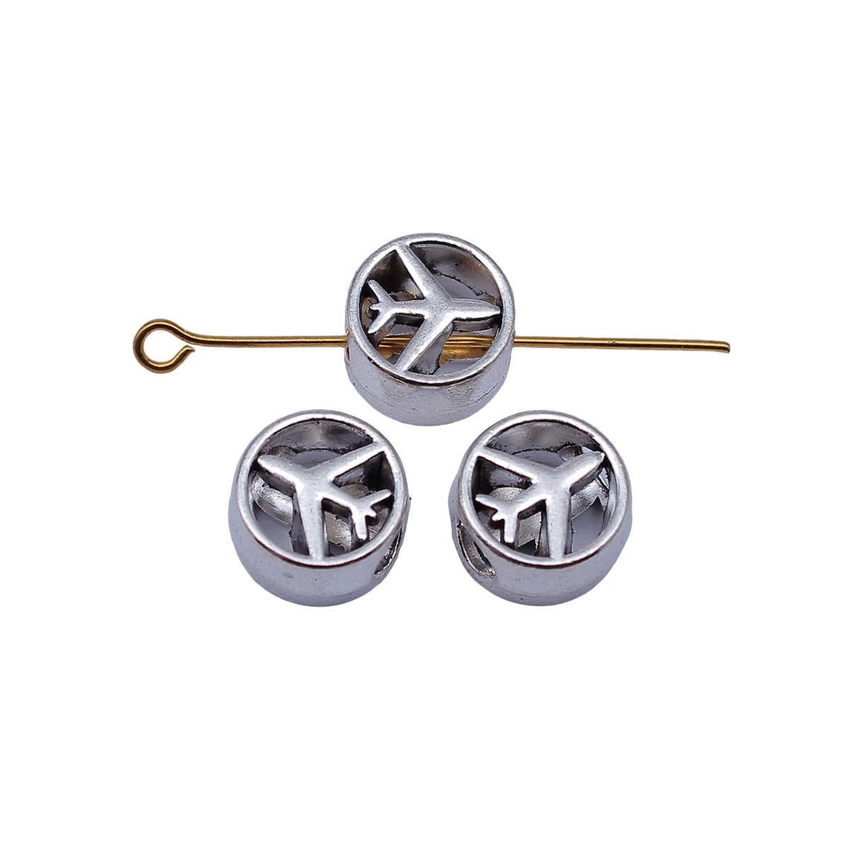 10x10x6.3mm 1.7g Antique Silver Zinc Alloy Airplane Large Hole Spacer Beads for Bracelet Jewelry Making