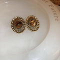 Brown Tiger Eye Look Vintage Stud Earrings in Six Designs view 4
