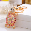 Rhinestone Turtle Ocean Keychain Gold Tone Clasp Ring view 4