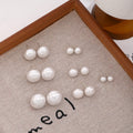 White Pearl Look Round Stud Earrings in Three Sizes view 1
