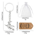 Antique Silver Witch Broom Metal Keychain Split Ring view 2