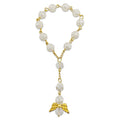 Pearl Rose Bead Angel Wing Decade Bracelet Gold Silver view 7