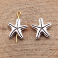 Five Point Starfish Metal Bead in Antique Silver Tone view 2