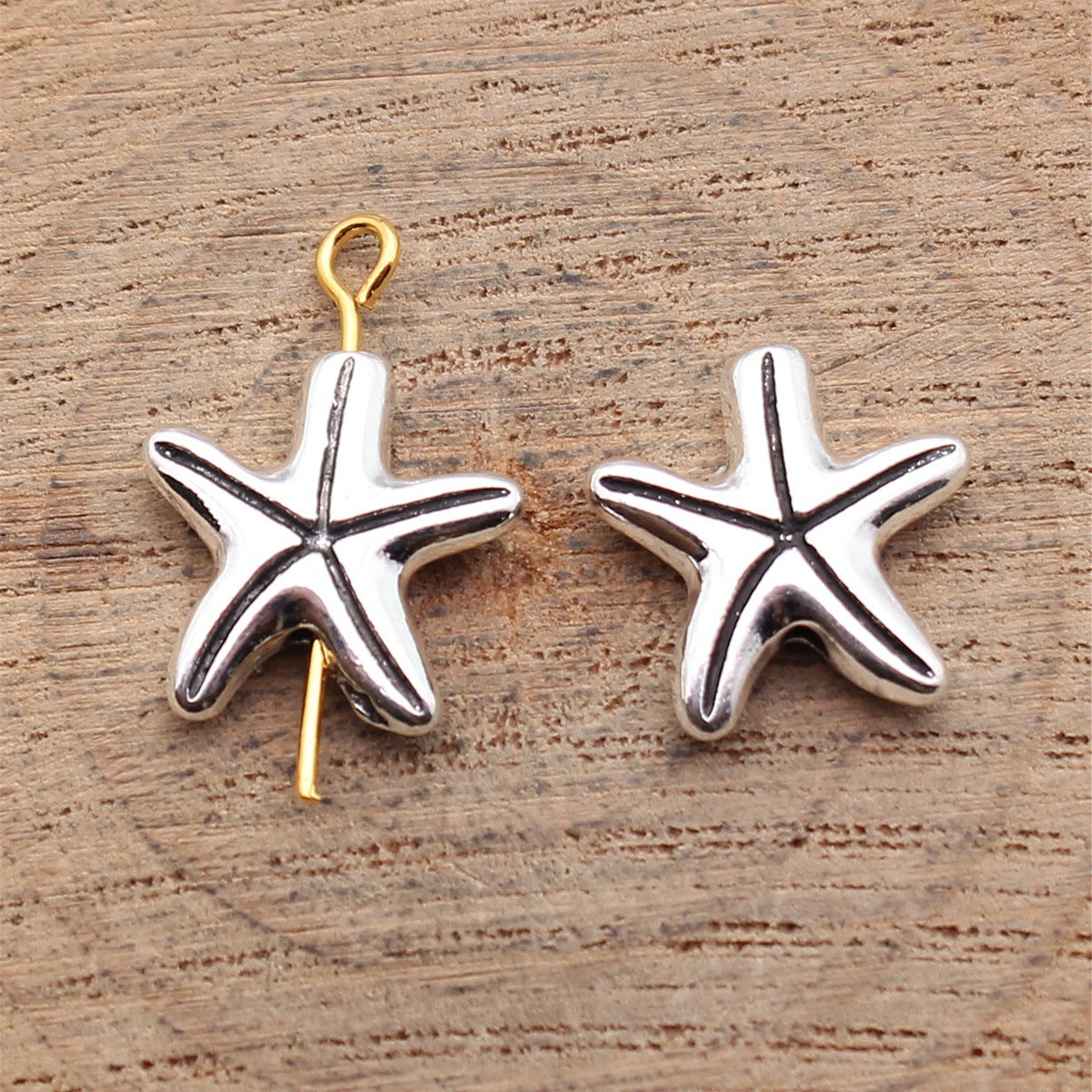 14x13mm 1.4g Antique Silver Zinc Alloy Starfish Small Hole Loose Metal Beads for Ocean Bracelet DIY