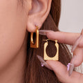 Hammered Irregular Square Hoop Earrings in Two Metal Finishes view 4