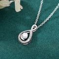 Silver Tone Infinity Pearl Drop Pendant Necklace with Polished Metal Finish view 3