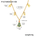 Gold Enamel Christmas Tree Zircon Charm Necklace Stainless view 6
