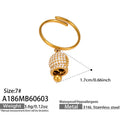 316L Steel Open Rings Flower Ladybug Bell Pearl Five-Stone view 10