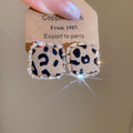Square Fabric and Crystal Border Stud Earrings in Three Patterns view 8