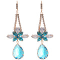 Floral Crystal Teardrop Hook Earrings in Three Colors view 5