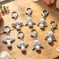 White Cross Bead Angel Keychain Silver Clasp Six Styles view 3