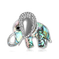 Iridescent Shell Elephant Brooch With Crystal Head and Silver Frame view 1
