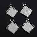 Square Double-Loop Bezel Connectors in Silver and Bronze Tones view 2