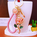 Pearl Rose Keychains in Pink and Red with Optional Fortune Loops view 2
