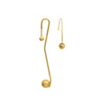 Asymmetric Gold Ball Drop Earrings Long and Short Pair view 5