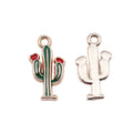 Green Enamel Cactus Charm with Red Flower in 1 Finish for Jewelry Making view 4